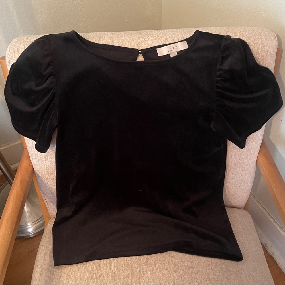 LOFT Elegant Black Velvet Blouse